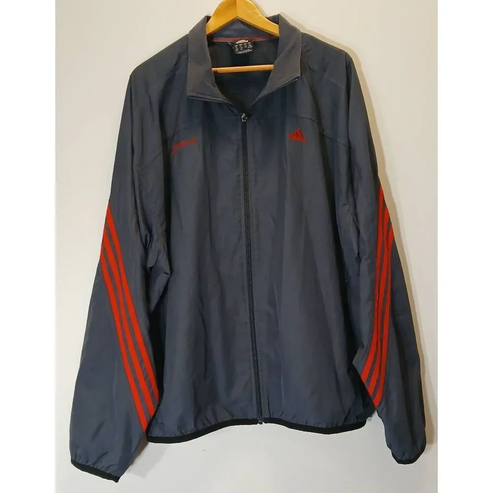 Adidas Boston marathon vintage mens 2xl windbreaker running jacket gray red